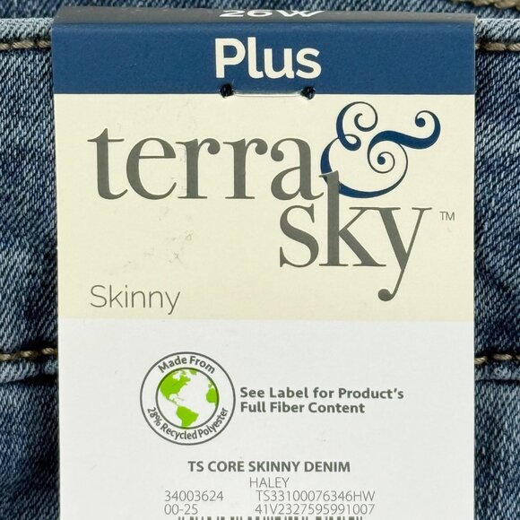 NWT Terra & Sky Women's Core Skinny High Rise Stretch Blue Denim Jeans Plus 26W - Picture 5 of 11